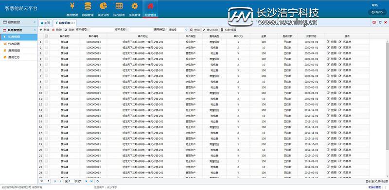 浩寧遠程預(yù)付費抄表系統(tǒng)后臺展示：租賃管理篇